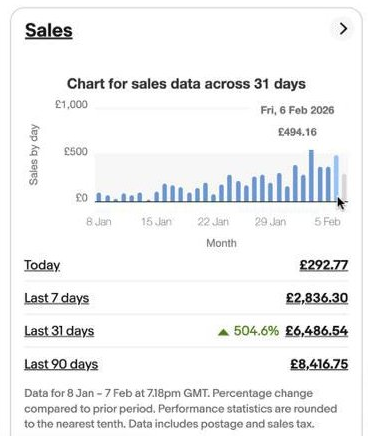 Armaan's eBay store performance